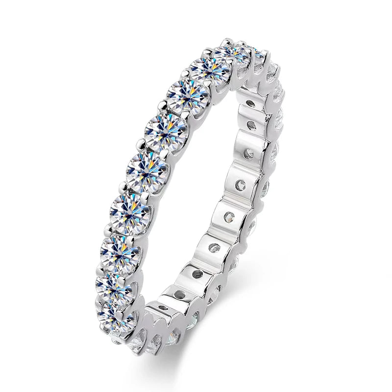 Full Moissanite Eternity Band - D VVS1 S925 Silver 2mm-3mm