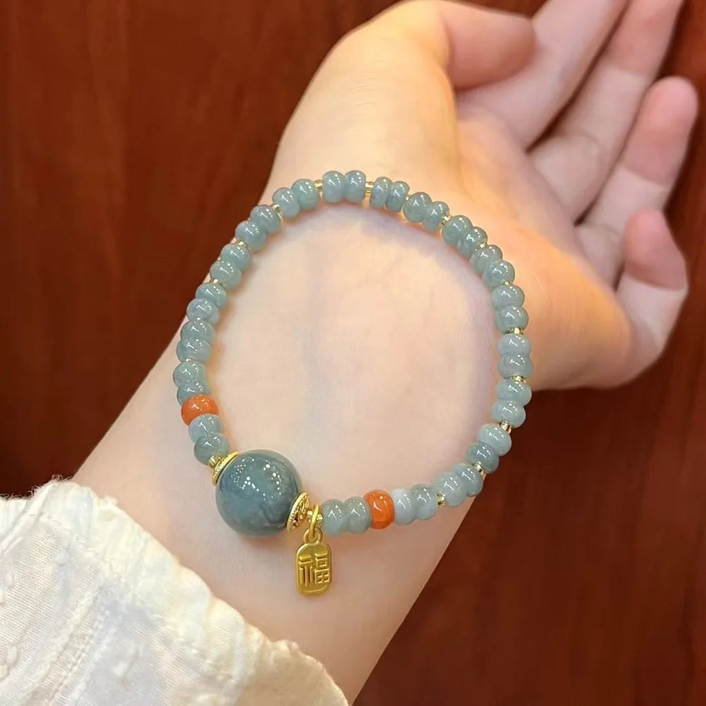Blue Water Material Jade Plate Beads