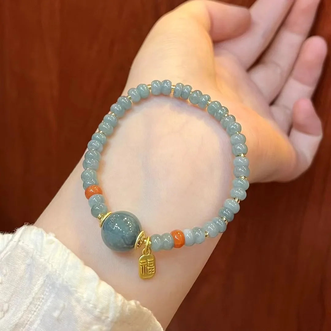 Blue Water Material Jade Plate Beads