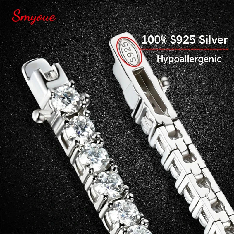 Moissanite Tennis Bracelets 3/4/5mm for Women 925 Sterling Silver Gemstone Bangle Wedding Sparkles Lab Diamond Bracelet