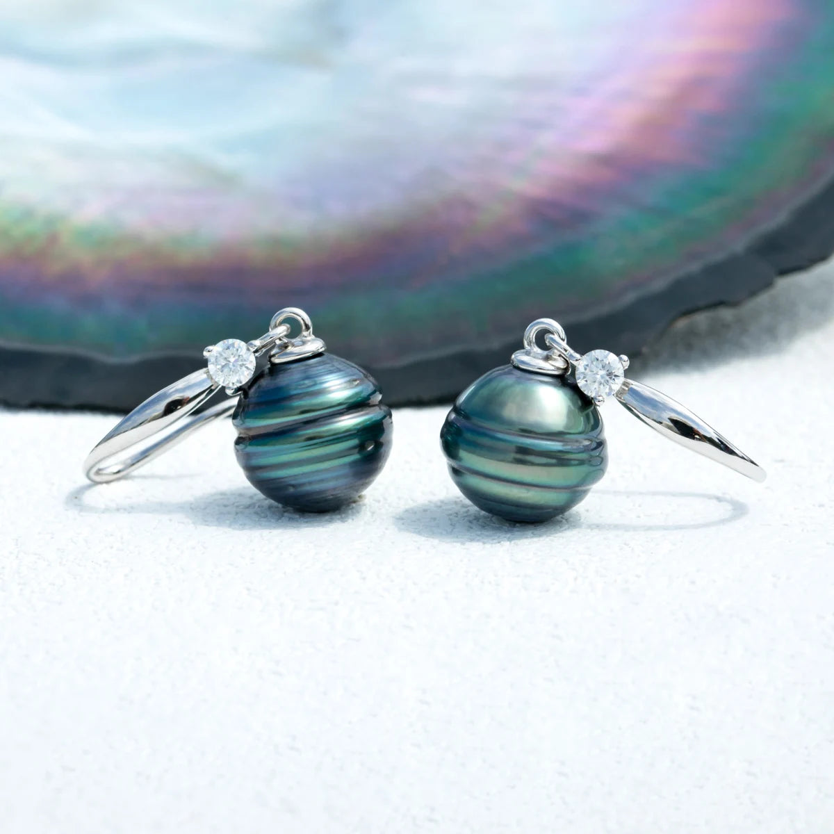 9-11mm Natural Tahitian Black Pearl Earrings