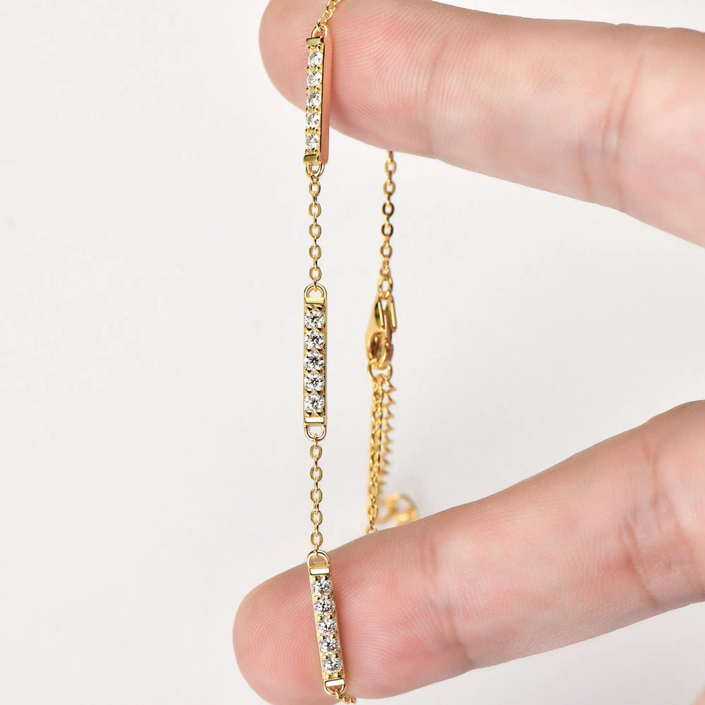 All Moissanite Bracelets for Women 2mm 0.45ct Round Lab Diamond S925 Sterling Silver Adjustable Chain Bracelet GRA