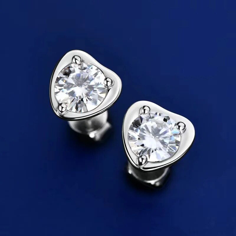 2ct Moissanite Heart Stud Earrings