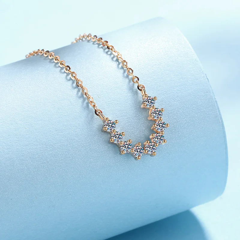 Valentine's Day 18K Rose Gold Necklaces Women Wedding Fine Jewelry 0.54CT Moissanite Diamond Pendant Girl Birthday Gift Daughter