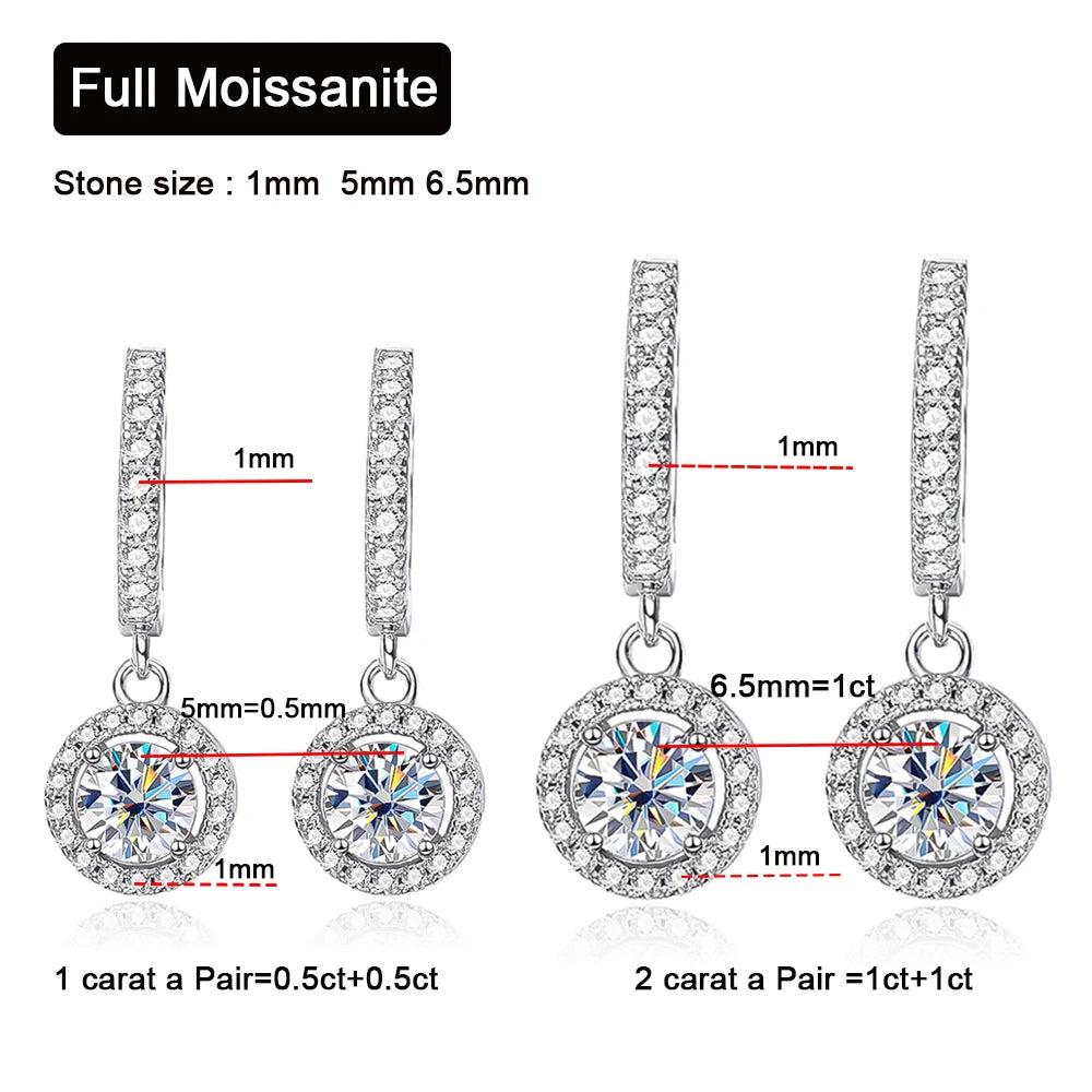 2cttw Full Moissanite Round Bag Earrings