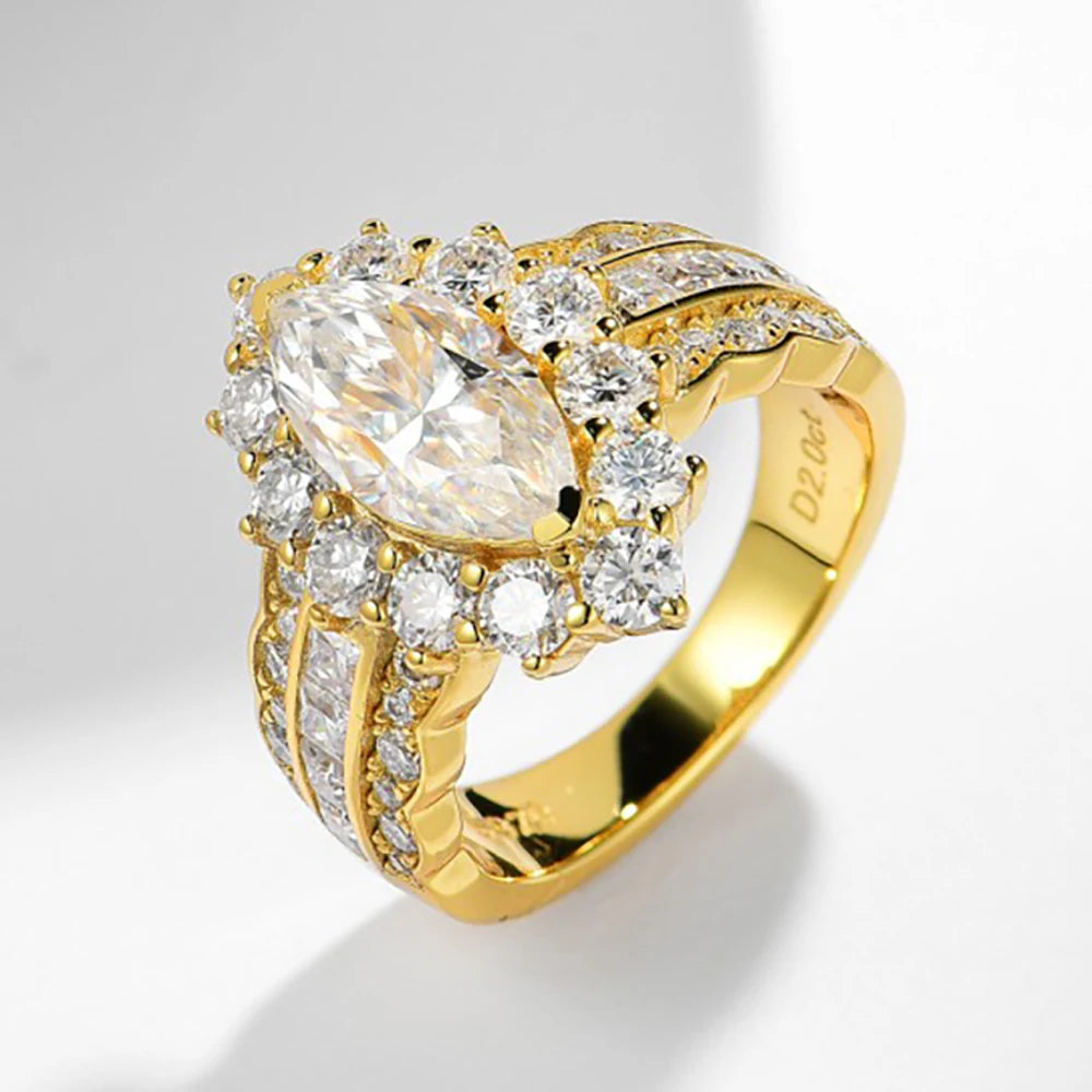 4cttw Marquise Cut D Color Moissanite Rings For Women Wedding Bridal S925 Sterling Silver
