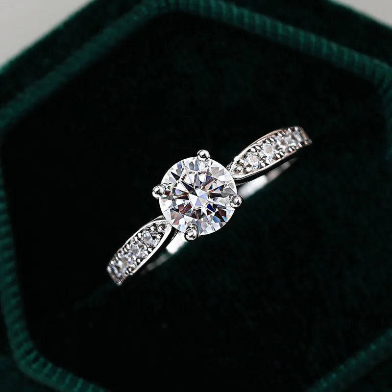 Engagement 18K White Gold Women Wedding Band 1CT Moissanite Diamond Daughter Birthday Gift PT950 Platinum Girl Valentine's Day