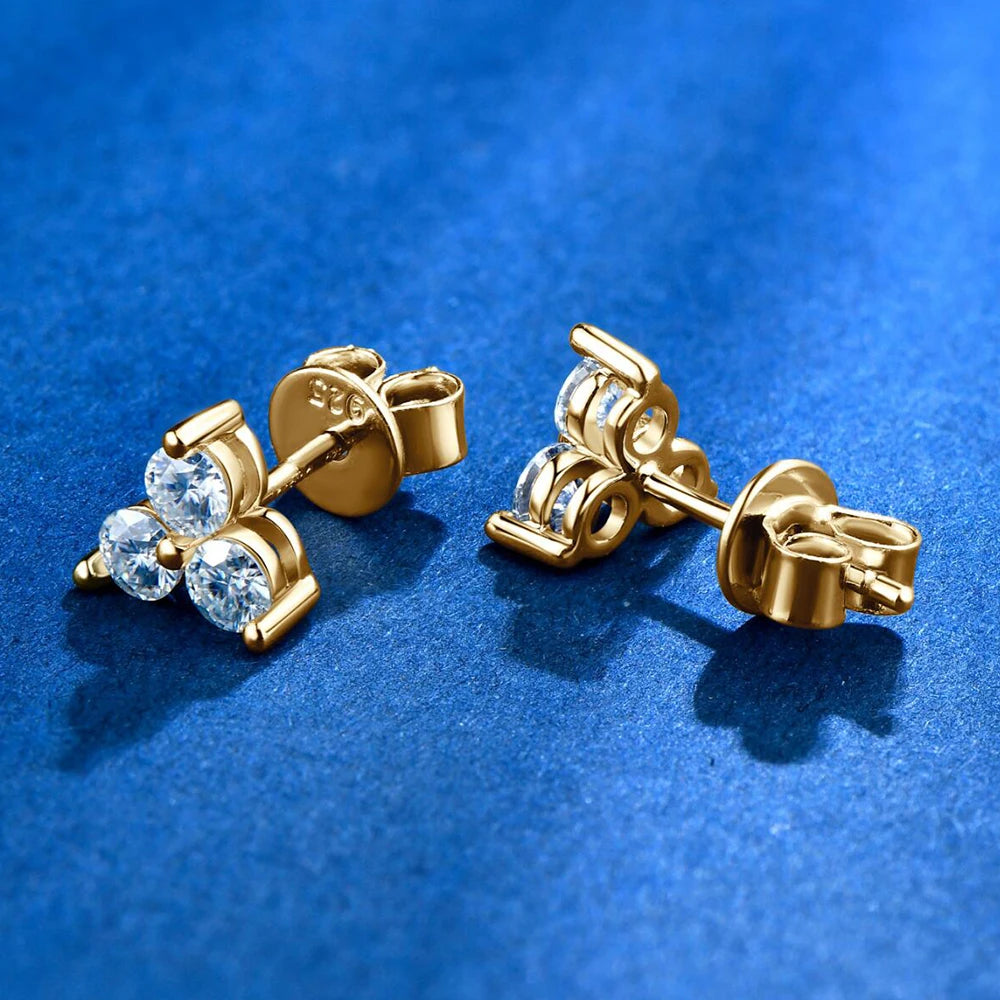Stud Earrings 100% 925 Sterling Silver 3mm D Color Diamond Earring for Women Girl Birthday Gift with GRA 0.3CT Clover Moissanite
