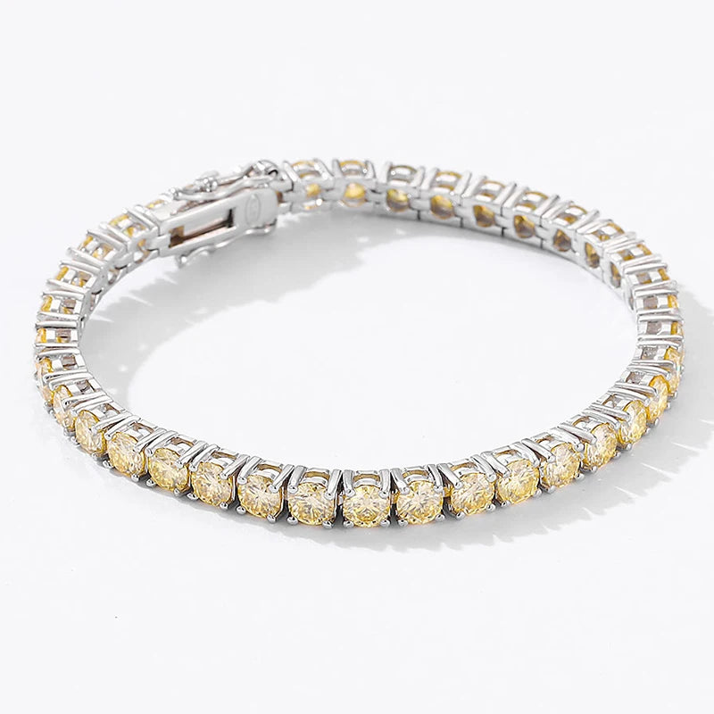 Pink Moissanite Tennis Bracelets for Women Men Pass Diamond Test 100% S925 Sterling Silver Jewelry  3/4/5/6.5MM