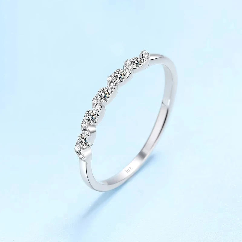 Daughter Adult's Day Gift 18K White Gold Women Wedding Band 0.198CT Moissanite Diamond Girlfriend Birthday Gift Fine Jewelry