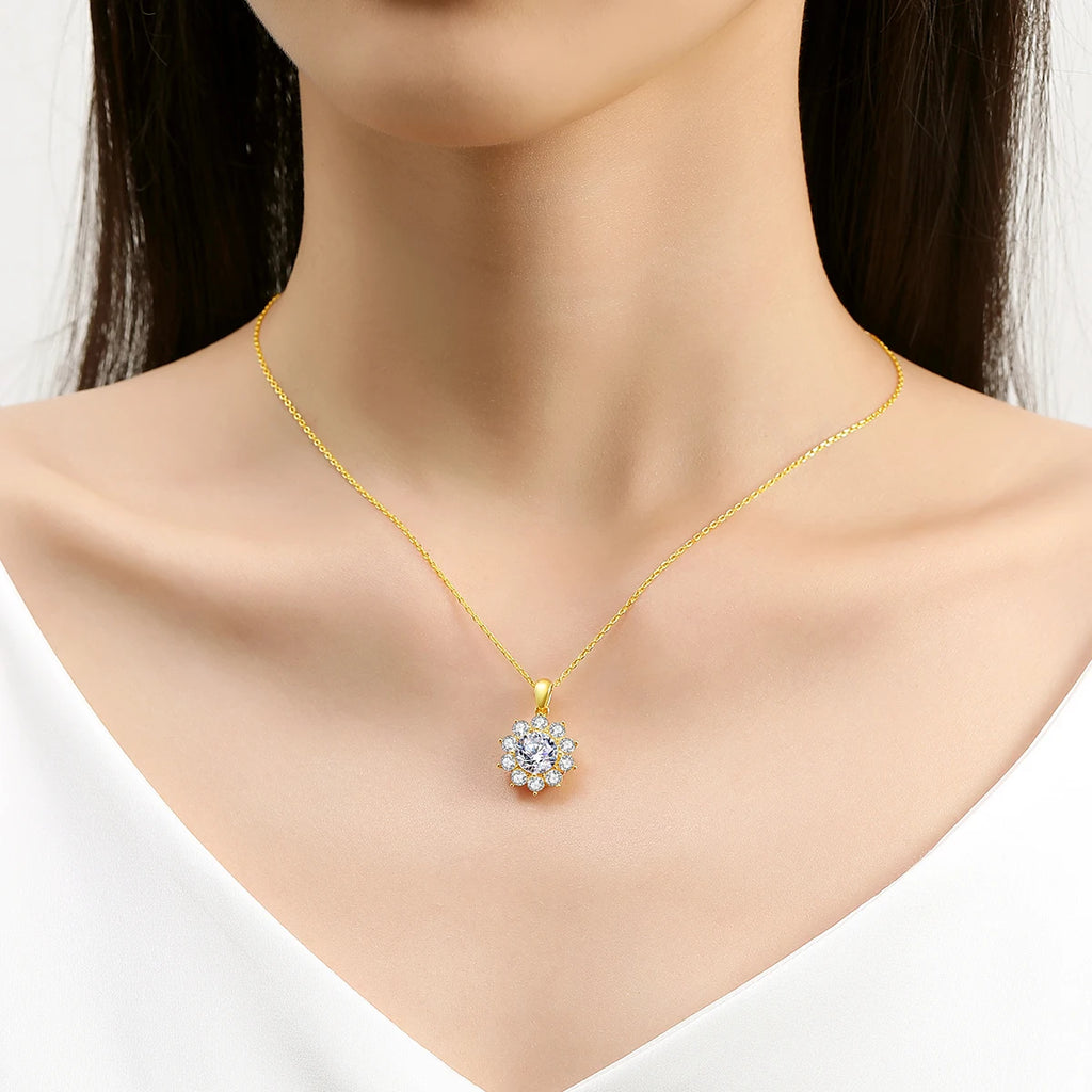 1ct Moissanite Necklace 18k Gold 100% With Certificate