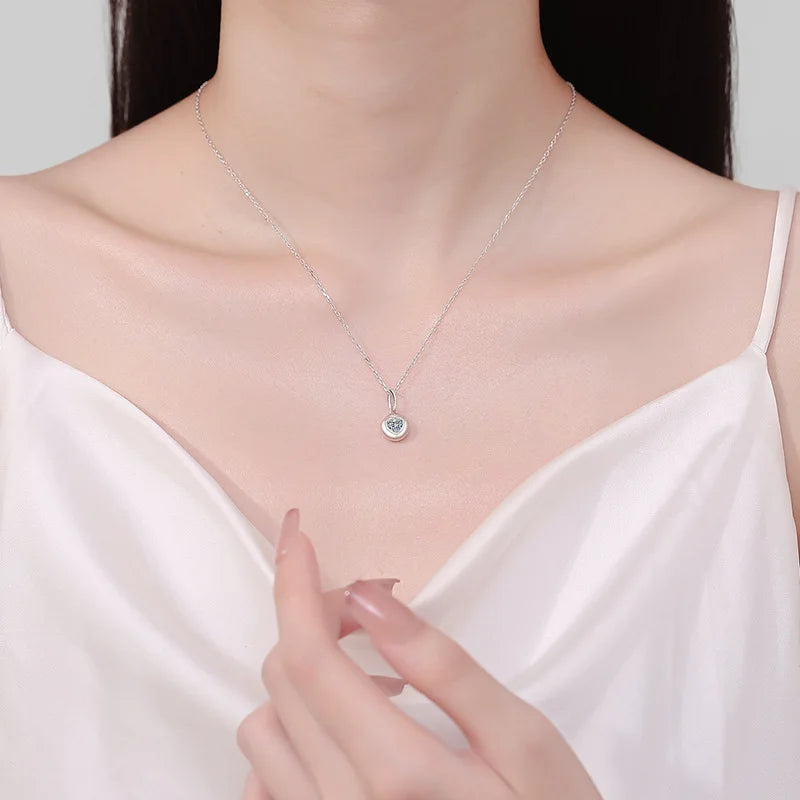 Daughter Birthday Gift 18K White Gold Necklaces 0.5CT Moissanite Diamond Women Wedding PT950 Platinum Girlfriend Valentine's Day