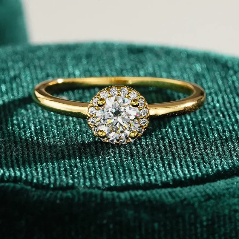 Girl Birthday Gift 18K Gold Valentine's Day Rings 0.5CT Moissanite Diamond Women Wedding Band Lover Engagement Lady Fine Jewelry