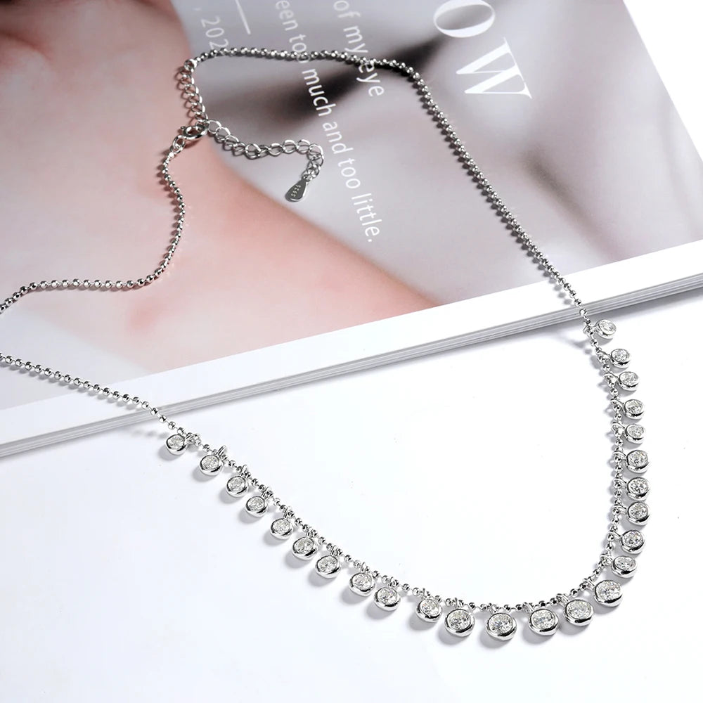 Moissanite Bubble Necklace  4.5ct D for Women Gift Solid s925 Silver Sparkling Lab Diamond Gypsophila Necklace Jewelry