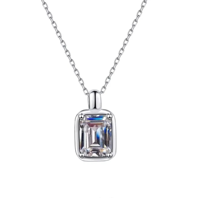 Women Valentine's Day 18K White Gold Necklaces 1/2CT Moissanite Diamond Square Pendant PT950 Platinum Girl Friend Birthday Gift