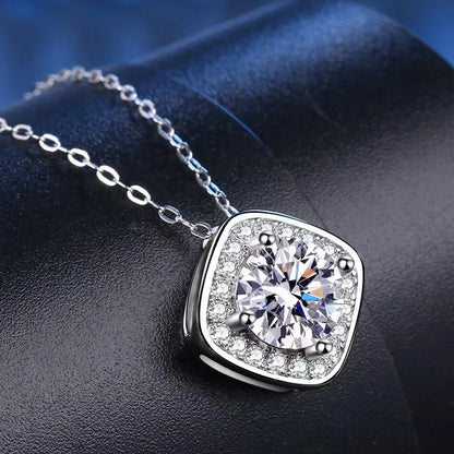 1ct Moissanite Square Pendant Necklaces