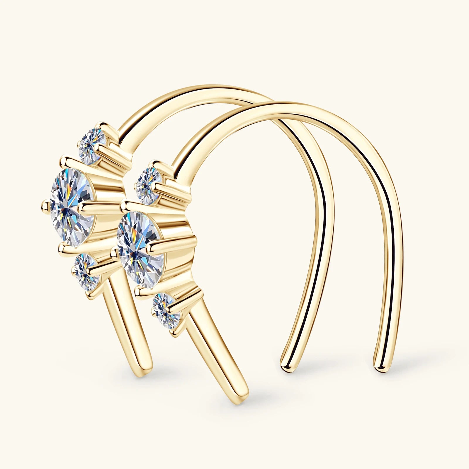 4mm Moissanite Piercing Hoops Earrings Original 925 Sterling Silver U Type Korean Earring for Women Trend Jewelry