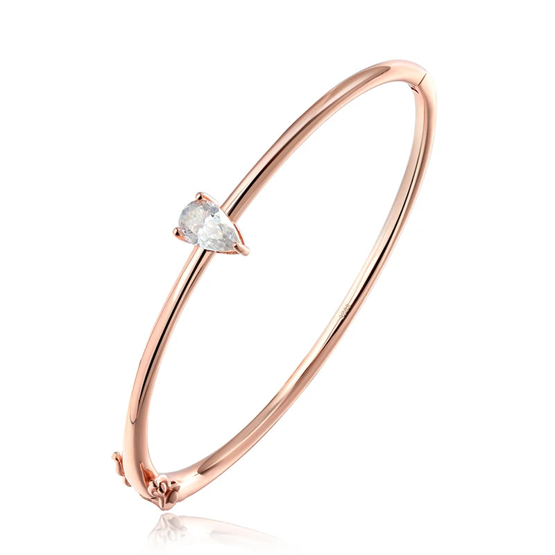 Certified Moissanite Bangles 1CT Pear Cut for Women 100% S925 Solid Silver Lab Diamond Bracelets Birthday Gift Jewelry