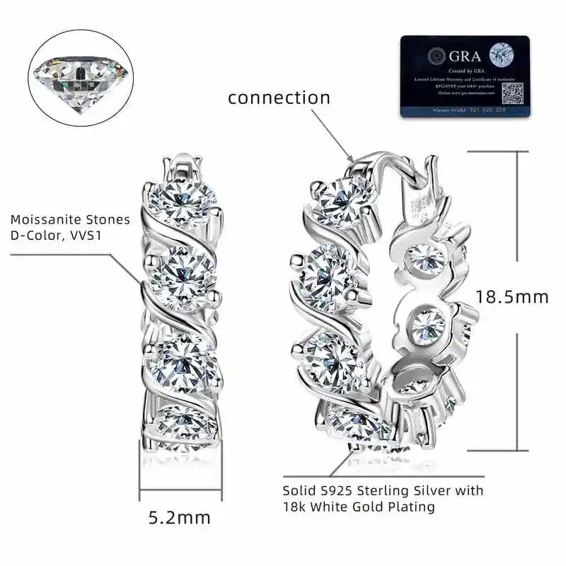 4.8CTTW Sparkling Round Cut Moissanite Earring