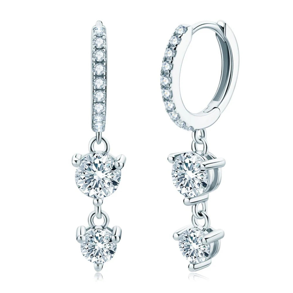 D Color Full Moissanite Drop Earrings For Women S925 Silver 1.6 Carat Diamond Earring Wedding Party Fine Jewelry
