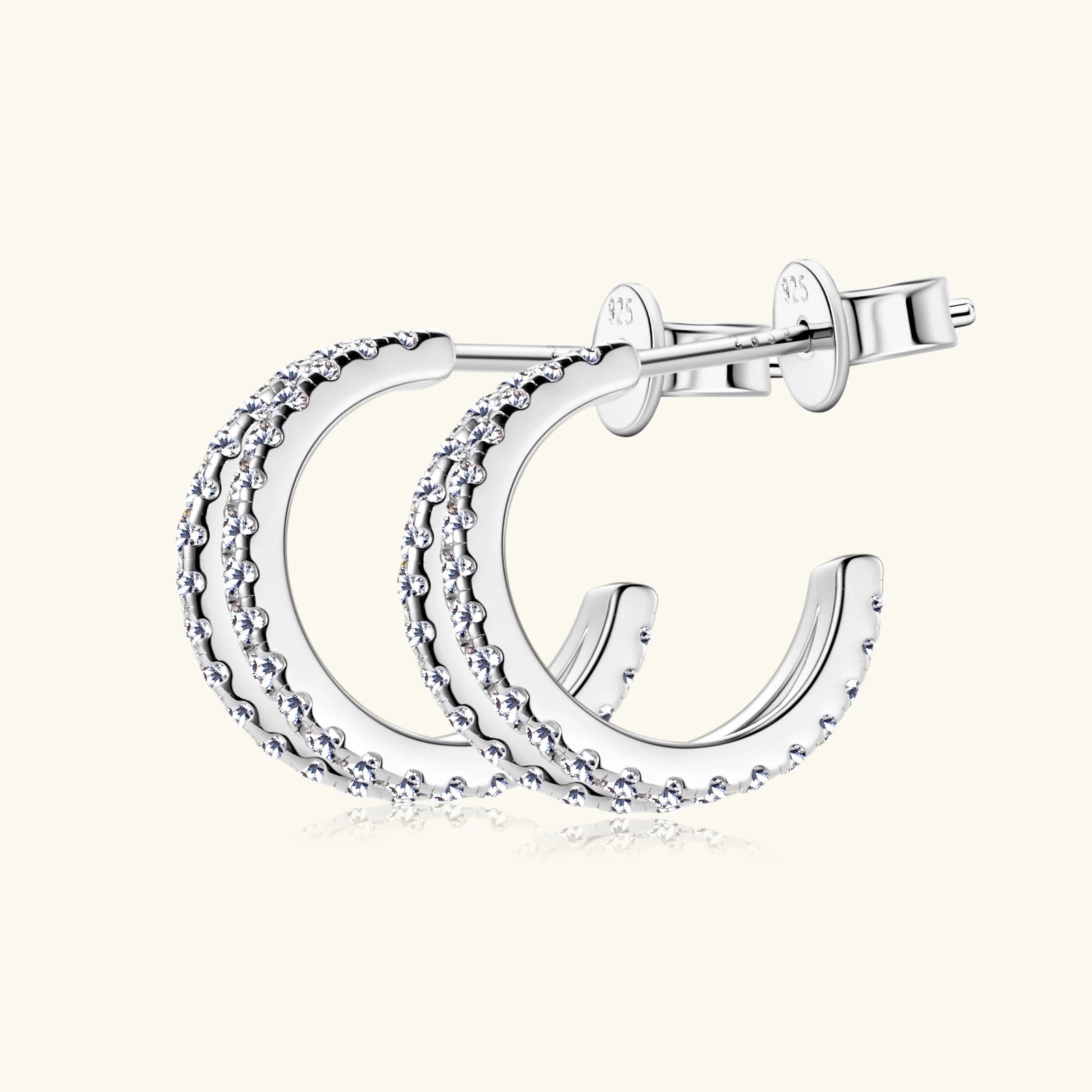 Moissanite Hoop Huggie Earrings 18K Gold Plated 925 Sterling Silver Diamond Stud Earrings Gift for Girlfriend, Wife