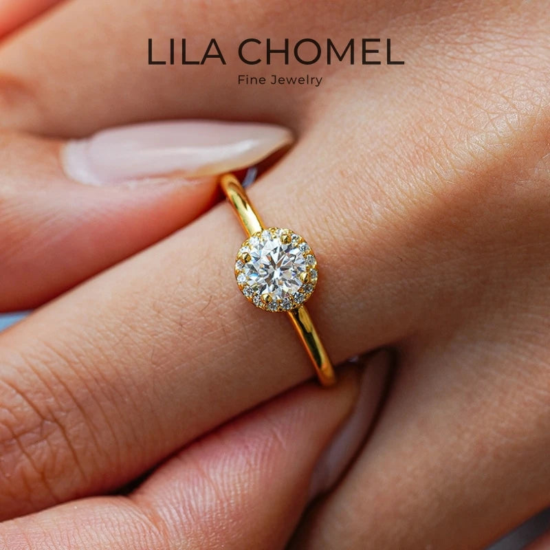 Girl Birthday Gift 18K Gold Valentine's Day Rings 0.5CT Moissanite Diamond Women Wedding Band Lover Engagement Lady Fine Jewelry