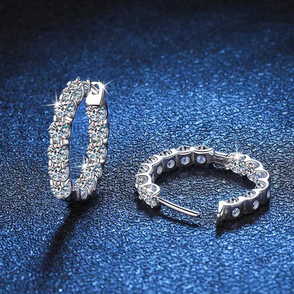 2.4ct Moissanite Hoop Huggie Earrings