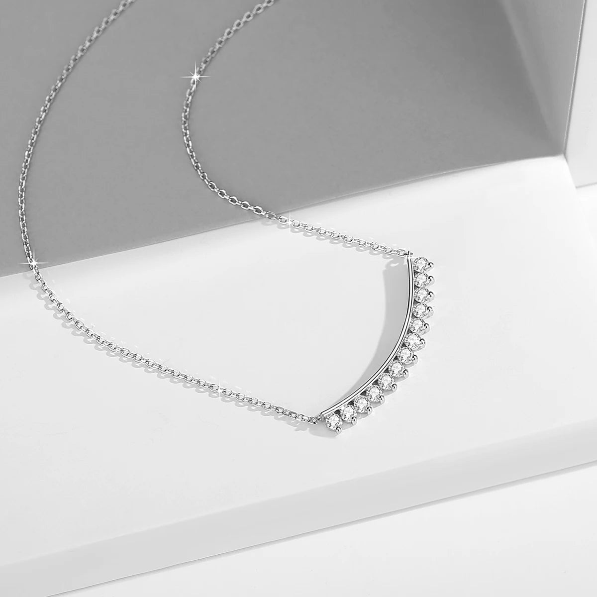 1.3ct Round Cut 3mm Moissanite Necklace For Woman Solid Silver 925