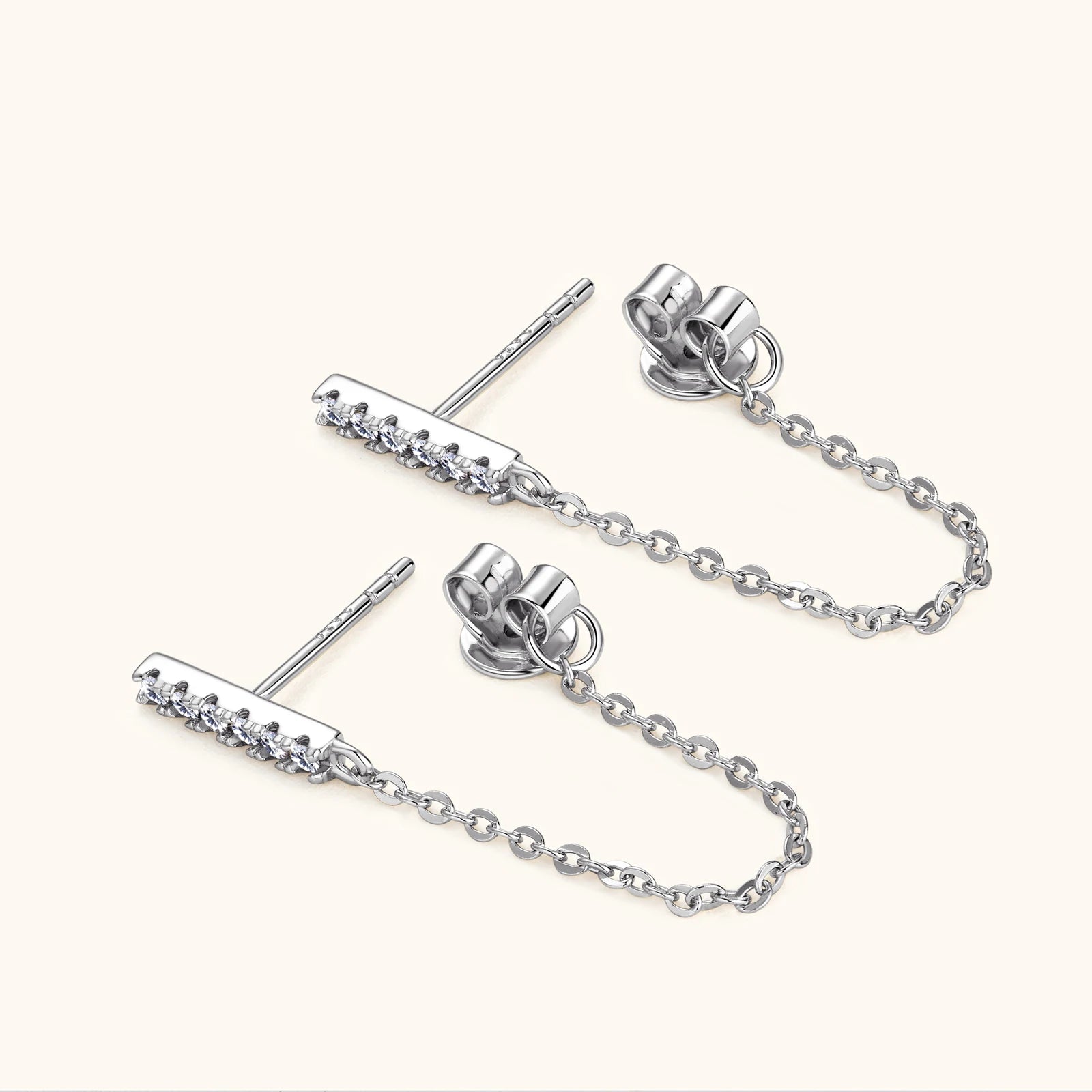 Original 925 Sterling Silver Long Chain Stud Earrings 1.4mm Full Moissanite Diamond Earring for Women Trending Jewelry Gift