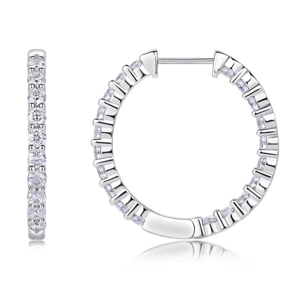 Hoops 925 Sterling Silver 2.5mm Moissanite Earrings for Women Engagement Wedding Valentine's Day Anniversary Gift Jewelry