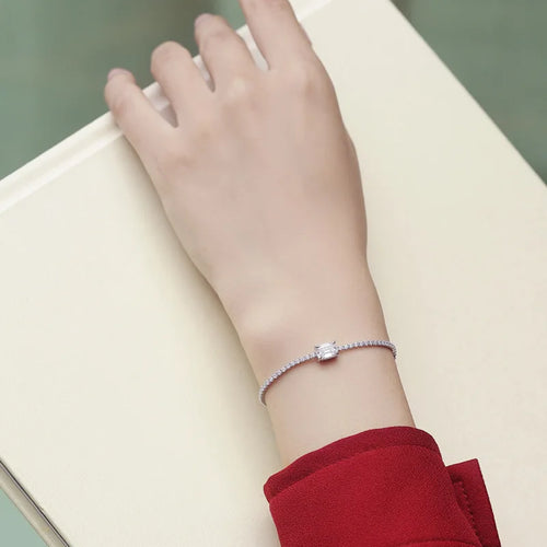 18k Gold Plated 1ct Emerald Cut Moissanite Tennis Bracelet for Women Men 5*7mm Luxury Quality Jewelry 100% S925 Silver