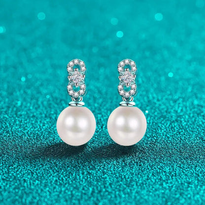 Moissanite Pearl Drop Earrings