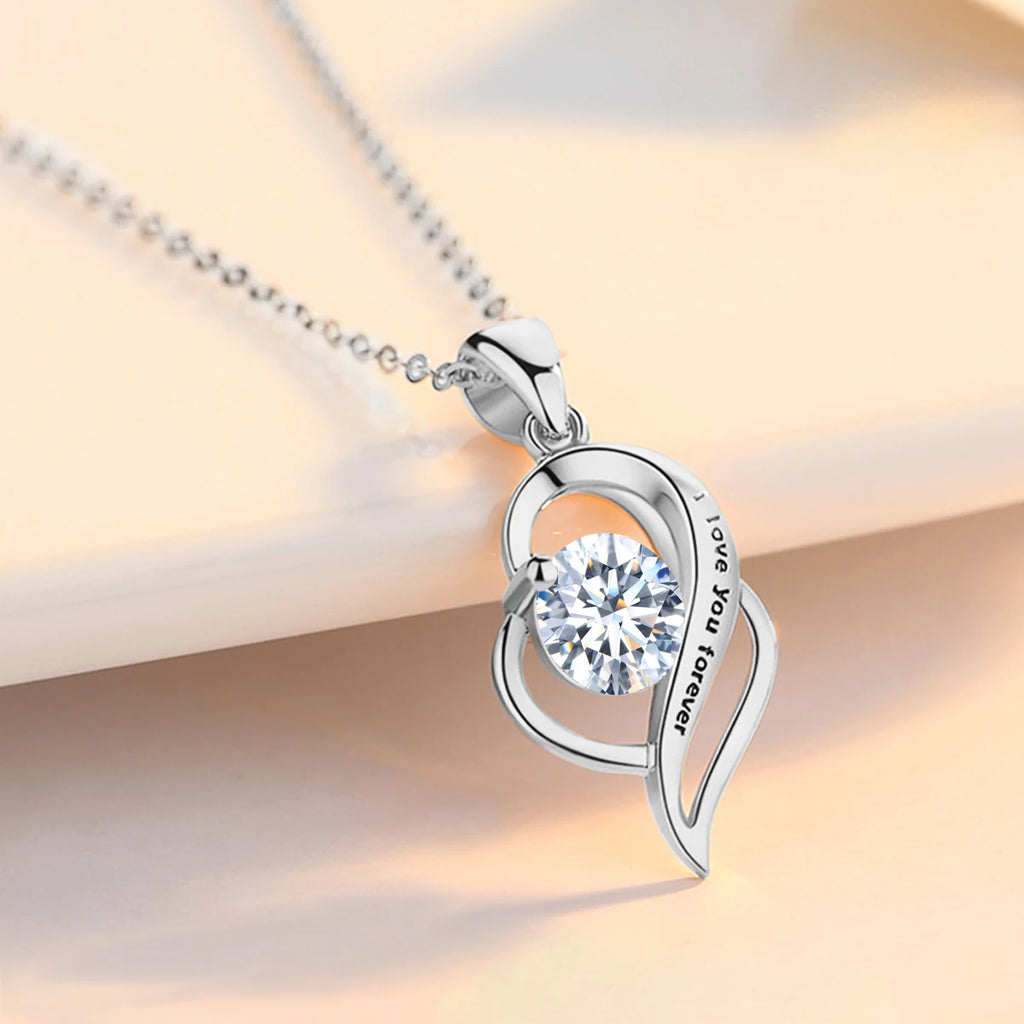 Moissanite Necklace 1 Carat Valentine Gift I Love You Forever