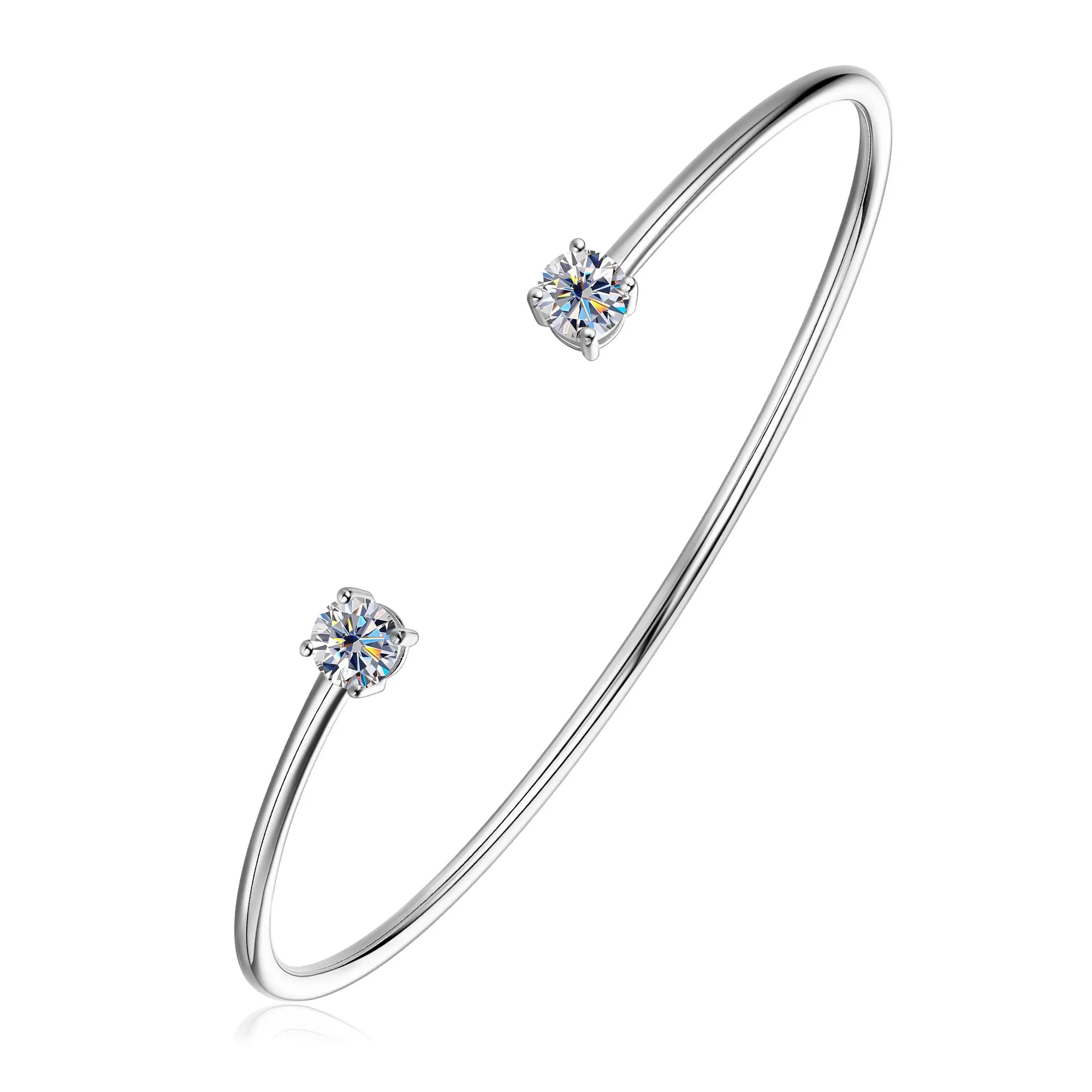 Moissanite Bangle for Women 5mm 0.5CT Lab Created Diamond Bracelet 100% Real 925 Sterling Silver Opening Cuff Bangle