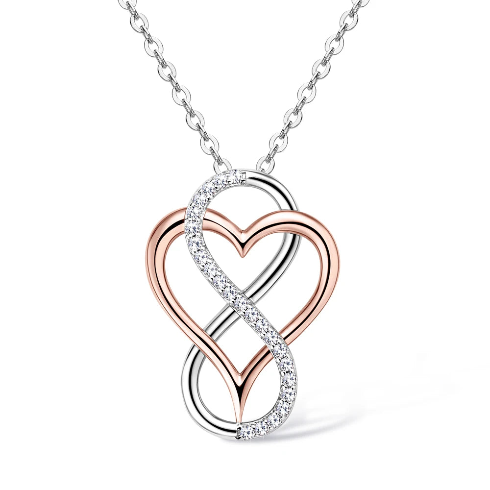 925 Silver Rose Gold Heart Necklace Pendant Full Moissanite Necklace For Women 18k Gold Plated Dainty Choker Valentines Gifts