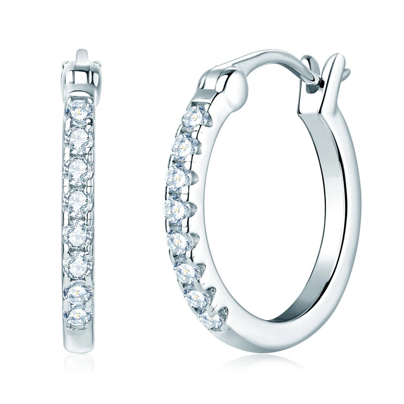 Moissanite Hoop Earrings 925 Sterling Silver Circle Earring