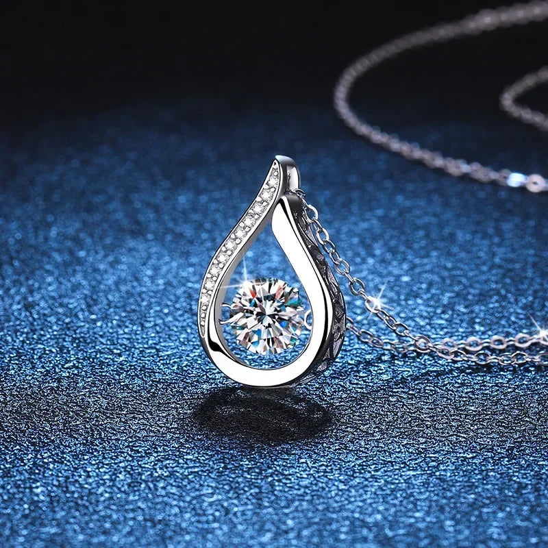 1 Carat Moissanite Pendant Necklace for Women PT950 Platinum Diamond Fine Jewelry Gift Party Neck Chain