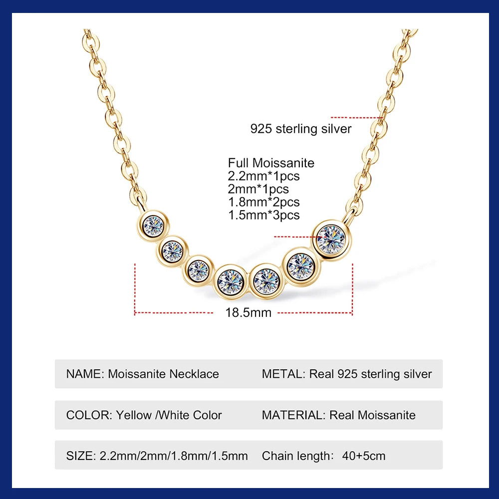 Full Moissanite Necklace 925 Sterling Silver Plated 14K Gold Diamond Pendant For Women Wedding Party Fine Jewelry Gift