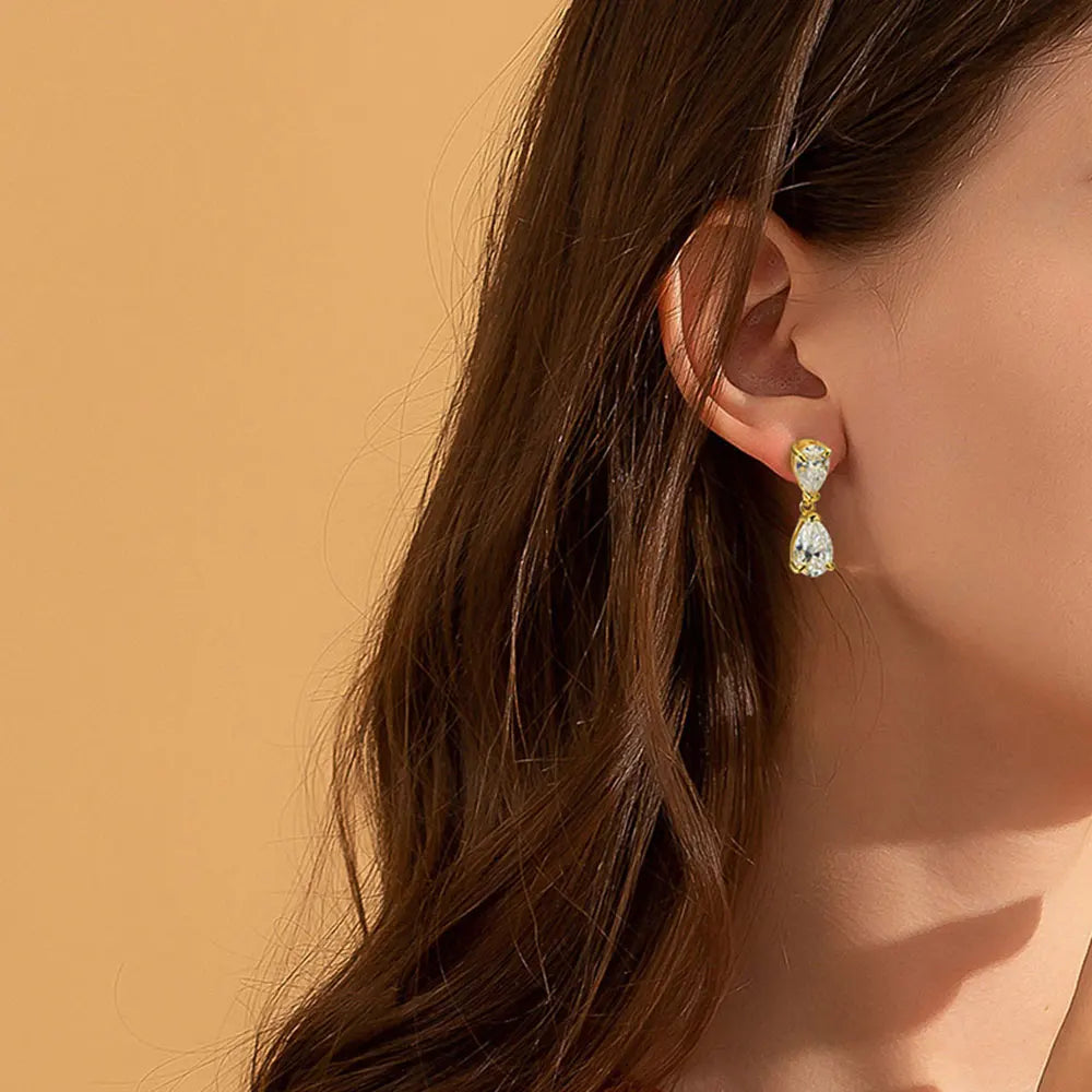 5ct Pear Moissanite Drop Earrings | D VVS1 S925 Silver