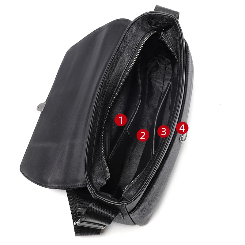 Cowhide Leather Men Bags Soft Genuine Leather Crossbody Bag