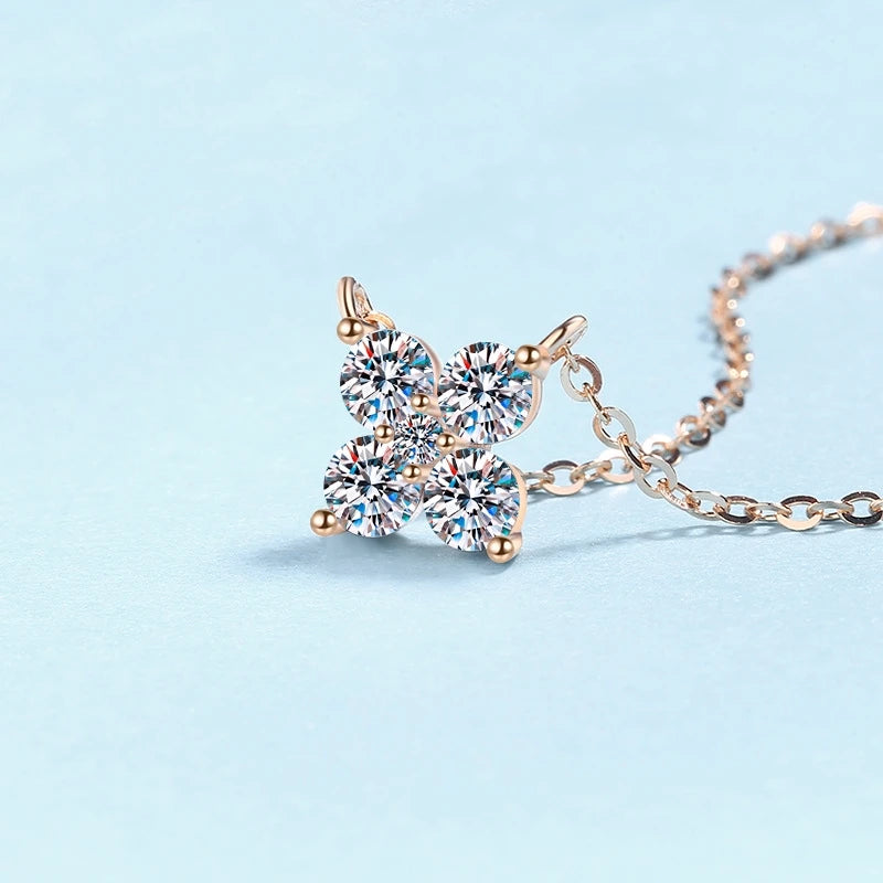 Girlfriend Valentine's Day 18K Rose Gold Necklaces Women Wedding Fine Jewelry 1.26CT Moissanite Diamond Daughter Birthday Gift