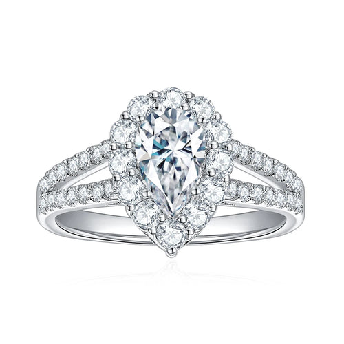 1ct Pear Cut D Color Moissanite Rings for Women Man Anniversary Gift S925 Sterling Silver Plated 18K