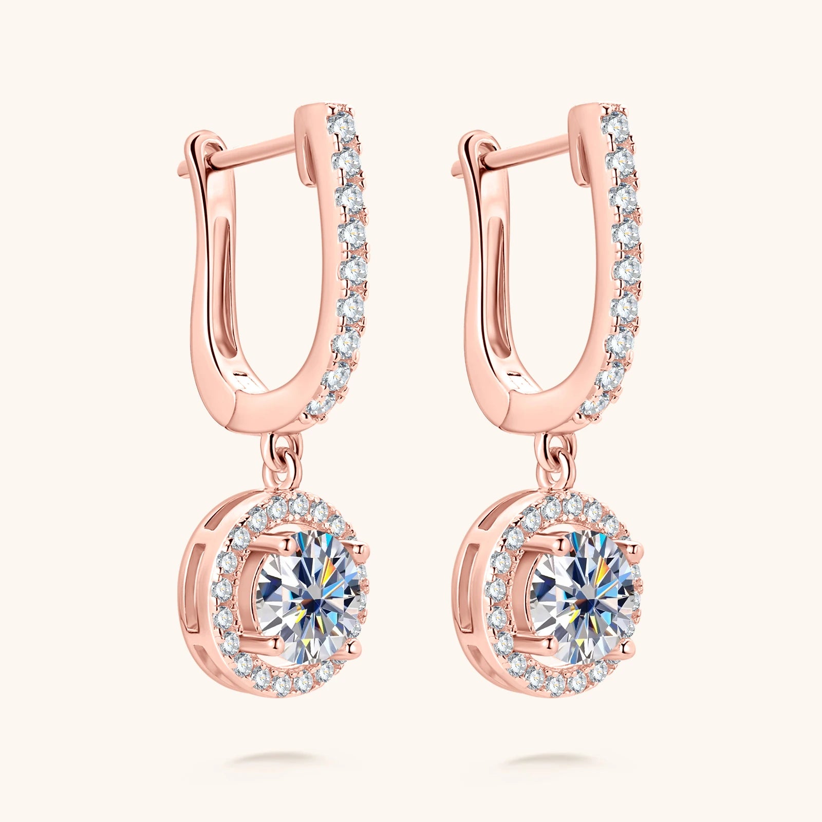 Moissanite Earrings for Women 100% 925 Sterling Silver Plated 1 Carat D Color 14k Gold Wedding  Jewelry with GRA Certified