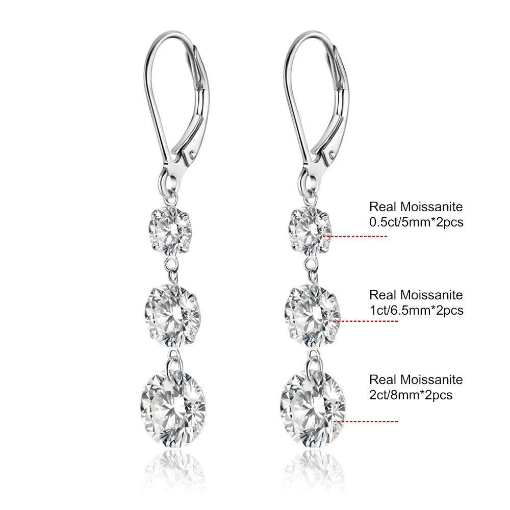 7 Carat Moissanite Dangle Earrings for Women D Color Lab Diamond Long Earring 925 Silver Hoops Wedding Engagement Fine Jewelry