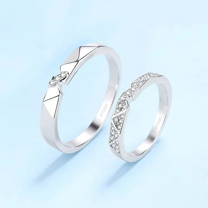 Engagement PT950 Platinum Women Men Couple Rings Valentine's Day Unisex 0.48CT Moissanite Diamond Lovers Wedding Band Girlfriend