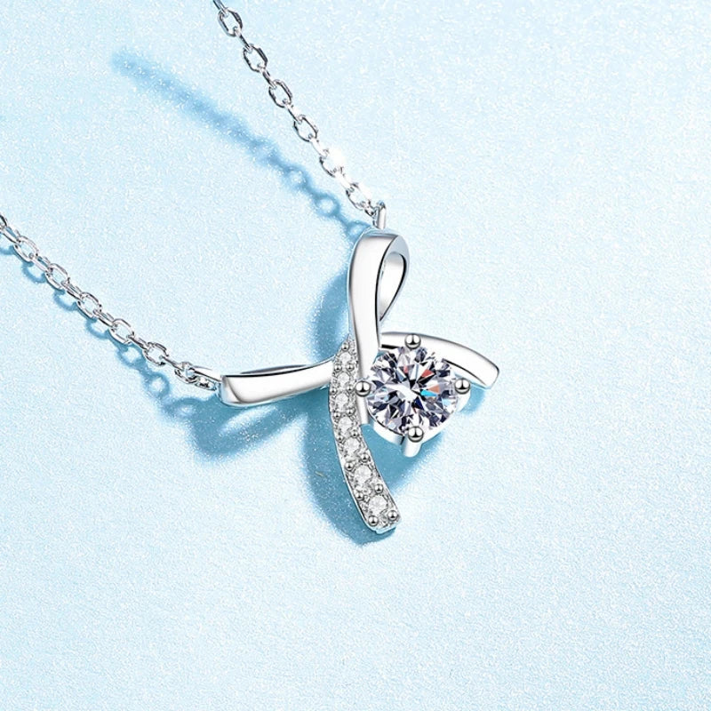 Girl Friend Valentine's Day 18K White Gold Daughter Birthday Gift Necklaces 0.5CT Moissanite Diamond PT950 Women Christmas Gift