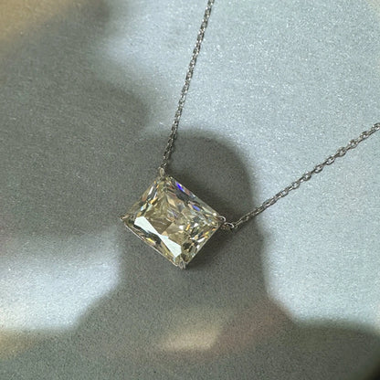 10CT Radiant Cut G Color High Carbon Diamond Gemstone Pendant Necklace 100% 925 Sterling Silver