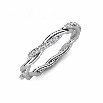 0.25ct Moissanite Twist Diamond Wedding Band