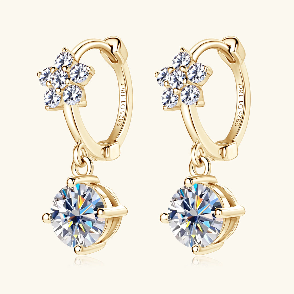 925 Silver Moissanite Hoop Earrings 2.36 Carat Lab Created Diamond Dangle Earring for Women Girls Fine Jewelry Gifts