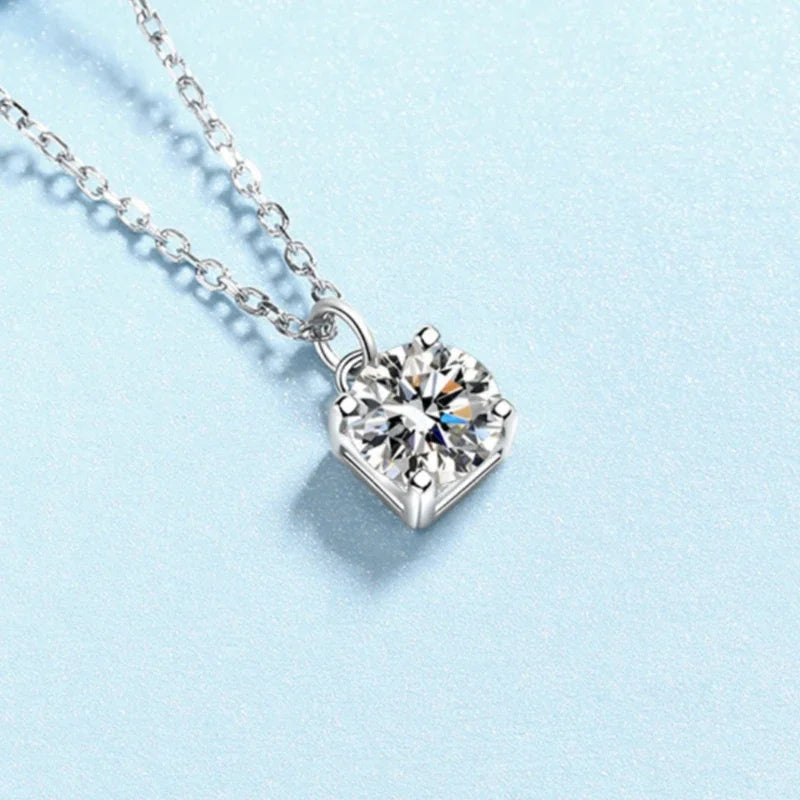 Daughter Birthday Gift 18K White Gold Girl Valentine's Day Necklaces 1CT Moissanite Diamond Women Wedding PT950 Platinum Jewelry